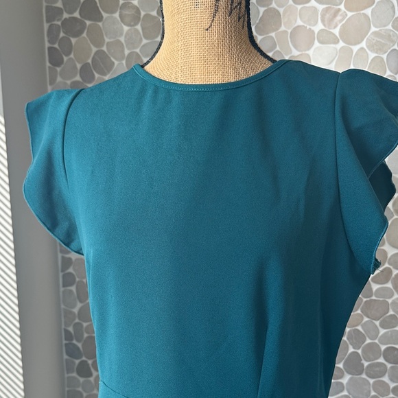 Teal Midi ruffle Dress for Women - Picture 4 of 8